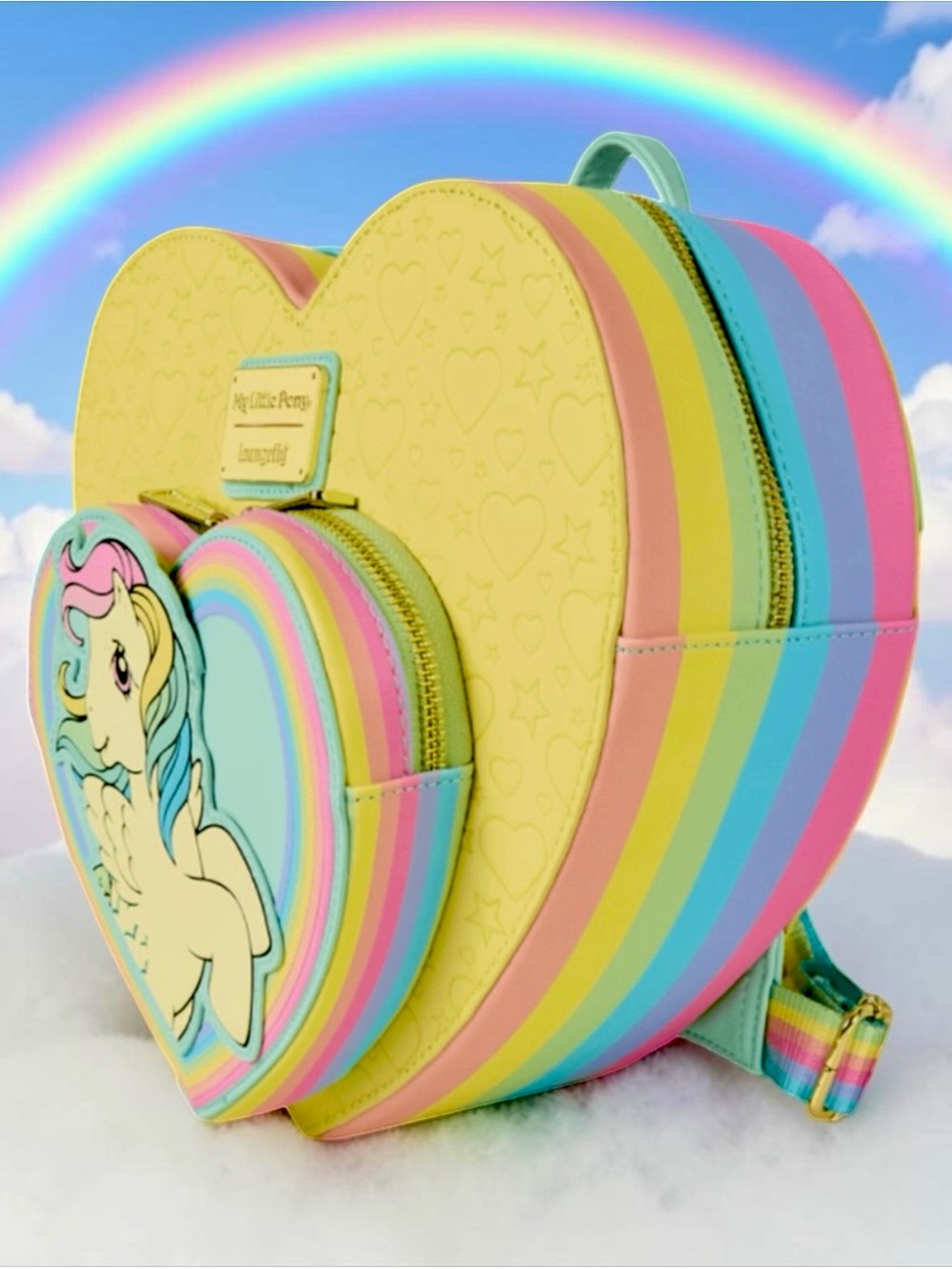 LOUNGEFLY My Little Pony Exclusive Sky Dancer Heart Shaped Mini Backpack NWT